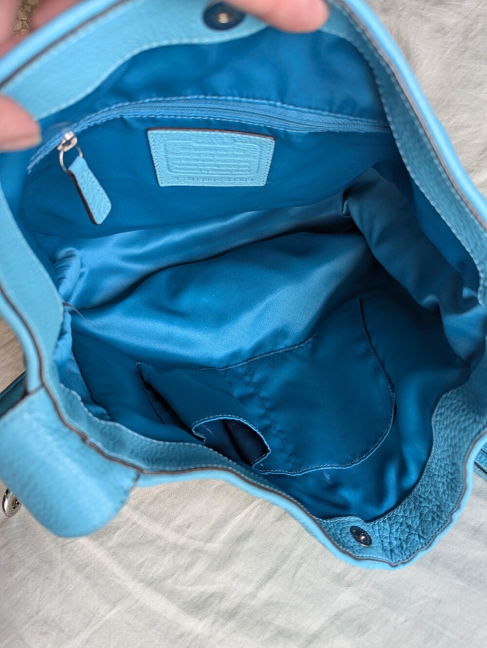 Coach Avery Pebble Leather Hobo Shoulder Bag - Turquoise Blue - Picture 8 of 10